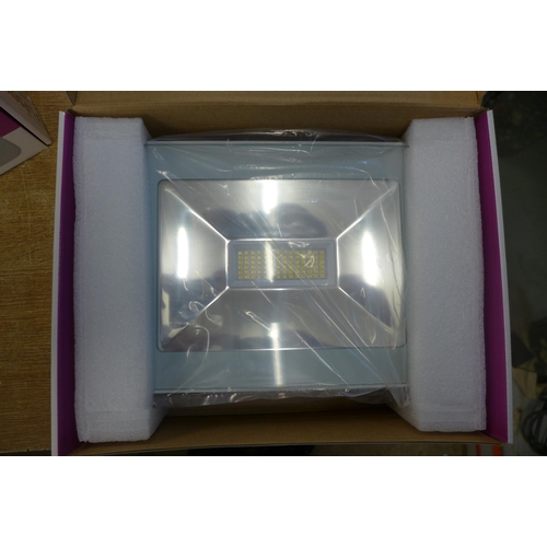 2086 - 2 Knightsbridge LED white floodlights with microwave sensor - boxed & unused, (model FLF50WM)