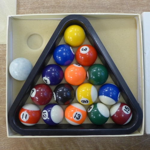 2094 - A BCE LVE Sports set of pool balls with triangle