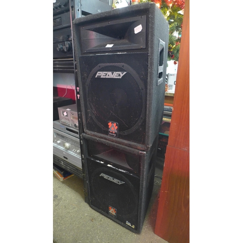 2149 - Two Peavey Eurosys speakers with tripod stands