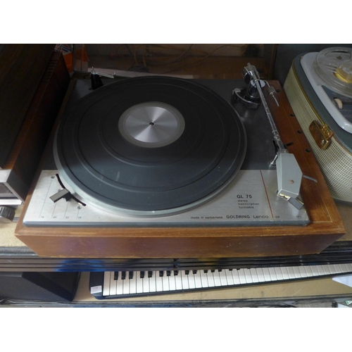 2165 - A Lenco Goldring  stereo transcription turntable (model:- GL-75)