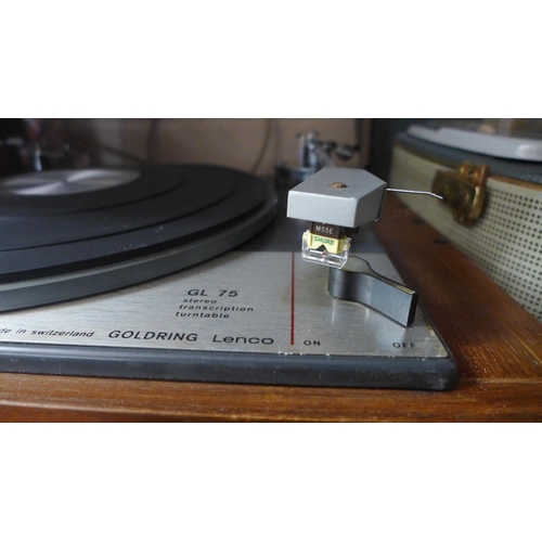 2165 - A Lenco Goldring  stereo transcription turntable (model:- GL-75)