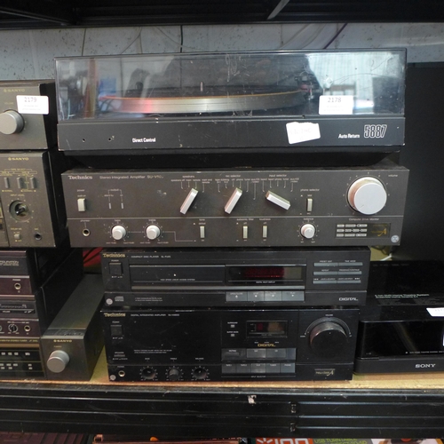 2178 - Quantity of stereo equipment:- Direct Control auto return turntable (model:- 5887), Technics stereo ... 