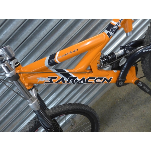 A Saracen Havoc 6061 aluminium frame full suspension double disc brake mountain bike police reposs