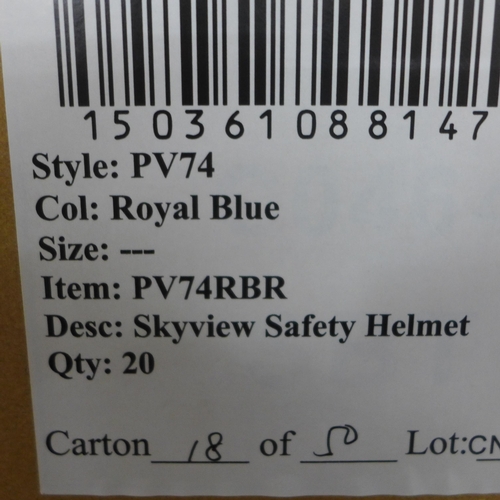 2338 - A box of 20 royal blue Skyview safety helmets