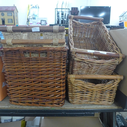 2339 - Five wicker storage baskets