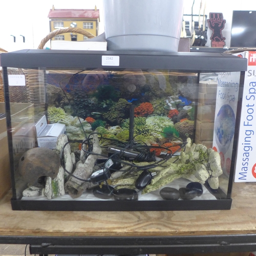 2342 - Superfish 80ltr tropical fish tank with accessories including pump filter, decorative items  and boo... 