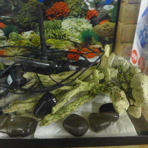 2342 - Superfish 80ltr tropical fish tank with accessories including pump filter, decorative items  and boo... 