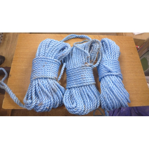 2351 - 3 x 90ft blue ropes * this lot is subject to VAT