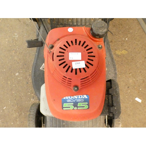 2263 - A Honda 5.5HP petrol driven lawn mower (GCV160)