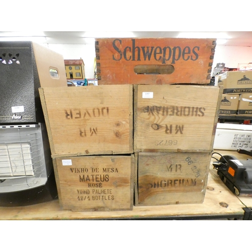 2287 - 4 Mateus Rose Sogrape wooden boxes and a Schweppes wooden box