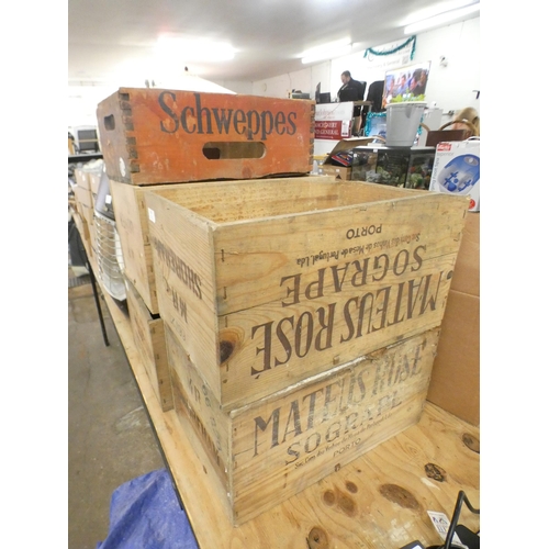 2287 - 4 Mateus Rose Sogrape wooden boxes and a Schweppes wooden box