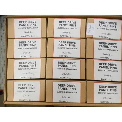 2293 - 3 Boxes of deep dried panel pins * this lot is subject to VAT