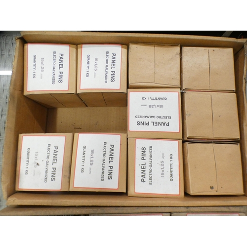 2293 - 3 Boxes of deep dried panel pins * this lot is subject to VAT