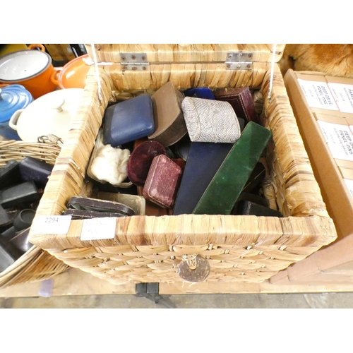 2294 - 2 Baskets of vintage jewellery cases