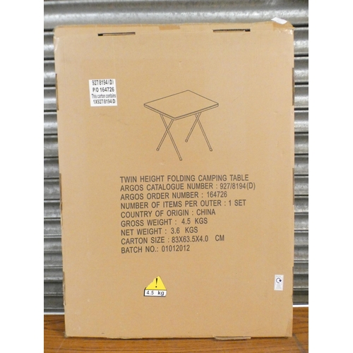 2326 - A twin height folding camping table (boxed)