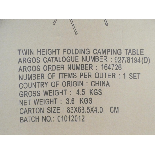 2326 - A twin height folding camping table (boxed)