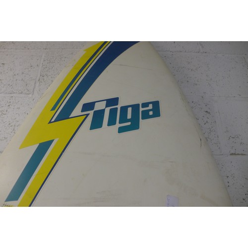 2215 - A Swift Piga wind surfing board with sail, poles, etc.