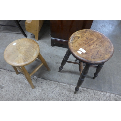 168 - Two Victorian elm kitchen stools