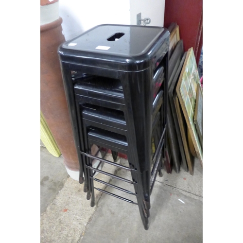 188 - A set of four Tolix style metal stacking stools