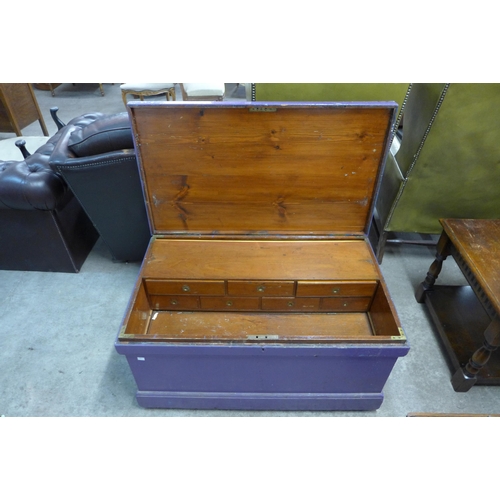 190A - A Victorian painted pine tool chest with tools