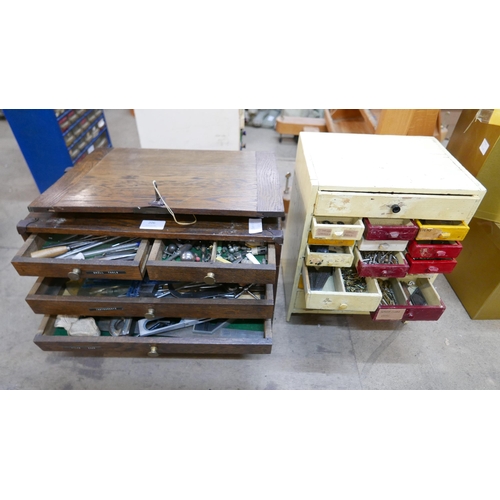 206 - A watchmaker's tool cabinet and another tool cabinet