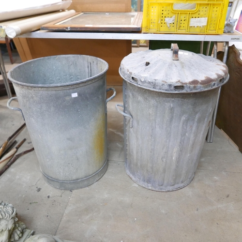 217 - Two galvanised dustbins