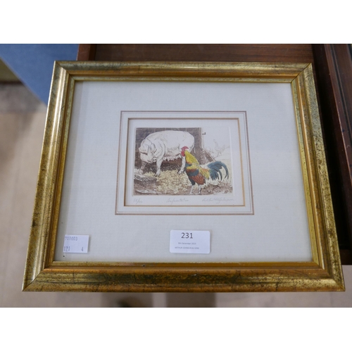 231 - Two signed limited edition Peter Partington (b. 1941) etchings and two others, all framed