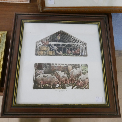 231 - Two signed limited edition Peter Partington (b. 1941) etchings and two others, all framed