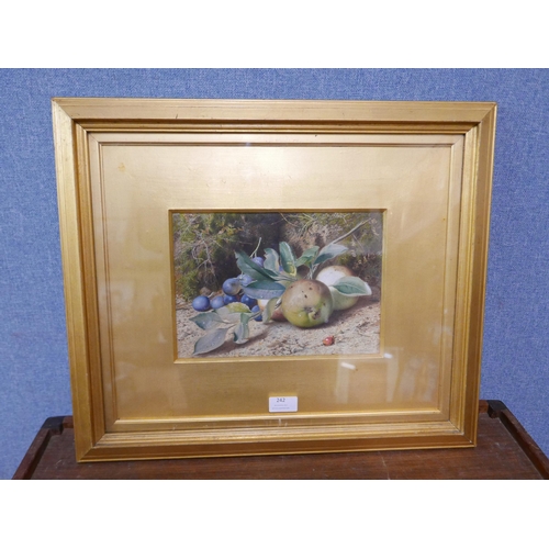 242 - R.P. Richards (late19th/early 20th Century), still life of fruit, watercolour, framed