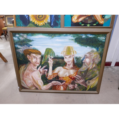 252 - Four erotic oil paintings