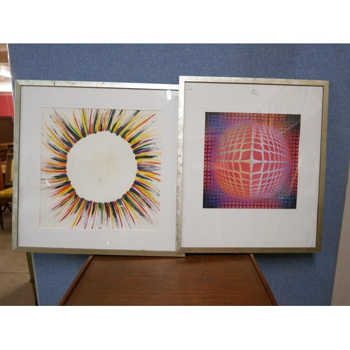 260 - A Victor Vasarely print and a Terry Ivost print, framed