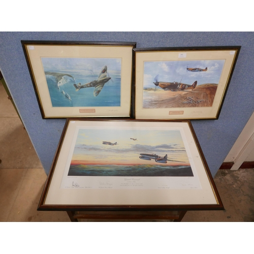 263 - Three signed aviation prints, General's Command, Incident at Ashey, The Needles and the Ace of Spade... 