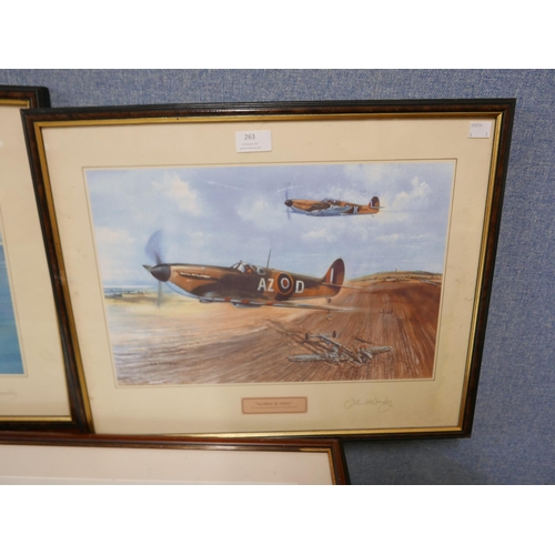 263 - Three signed aviation prints, General's Command, Incident at Ashey, The Needles and the Ace of Spade... 