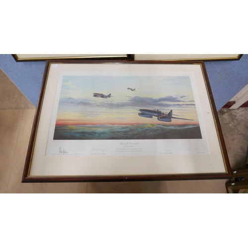 263 - Three signed aviation prints, General's Command, Incident at Ashey, The Needles and the Ace of Spade... 