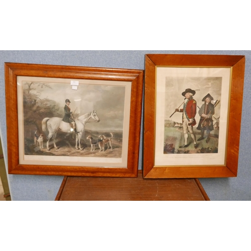 266 - Two prints, one hunting scene and a golf scene