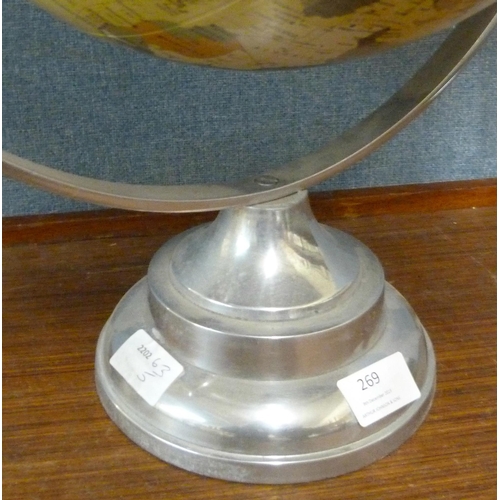 269 - A desktop terrestrial globe on stand