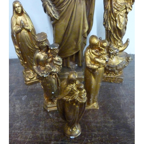 273 - A set of six French gilt painted religious figures