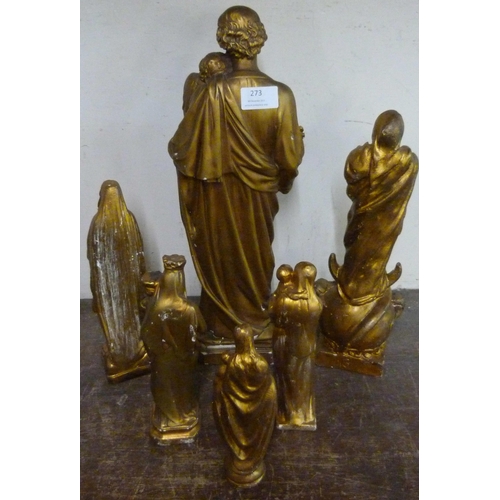 273 - A set of six French gilt painted religious figures