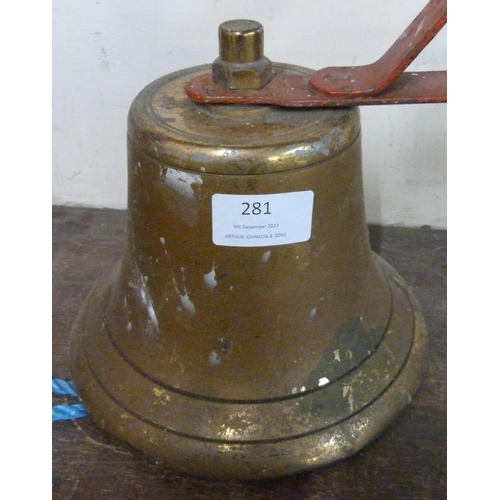 281 - A brass fireman's bell on bracket