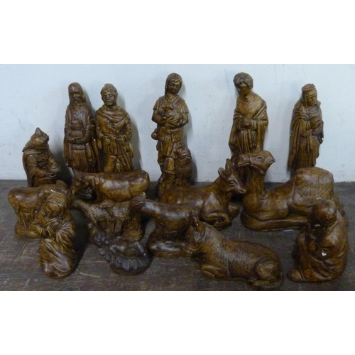 282 - A painted composite Nativity set