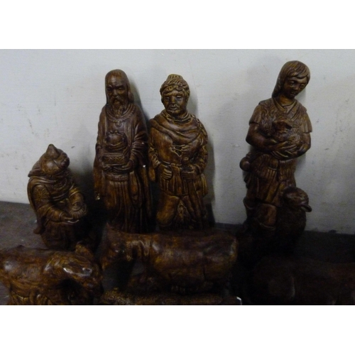 282 - A painted composite Nativity set