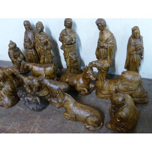 282 - A painted composite Nativity set