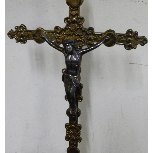 284 - A French brass tabletop crucifix