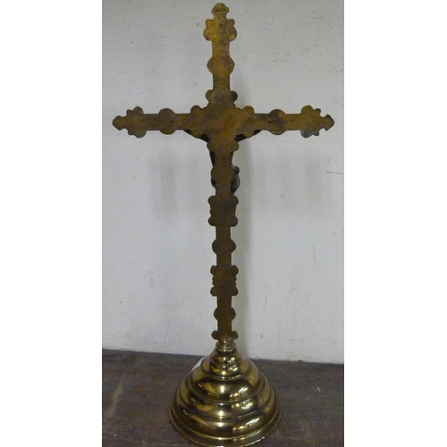 284 - A French brass tabletop crucifix