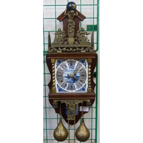 288 - A Dutch mahogany and brass wall clock