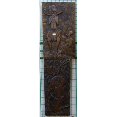 290 - Two African carved wooden plaques