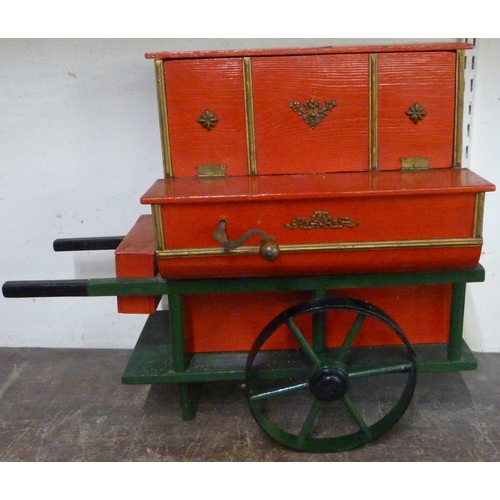 307 - An early 20th Century continental painted wooden mechanical piano organ