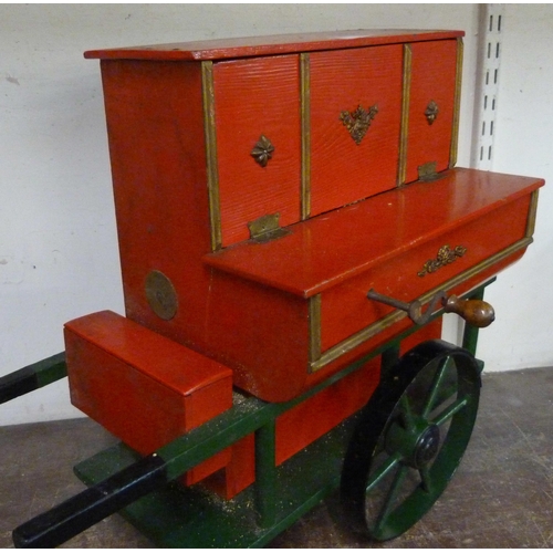 307 - An early 20th Century continental painted wooden mechanical piano organ