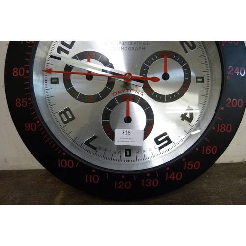 318 - A Rolex style dealer's display wall clock