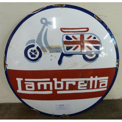 323 - An enamelled metal Lambretta advertising sign